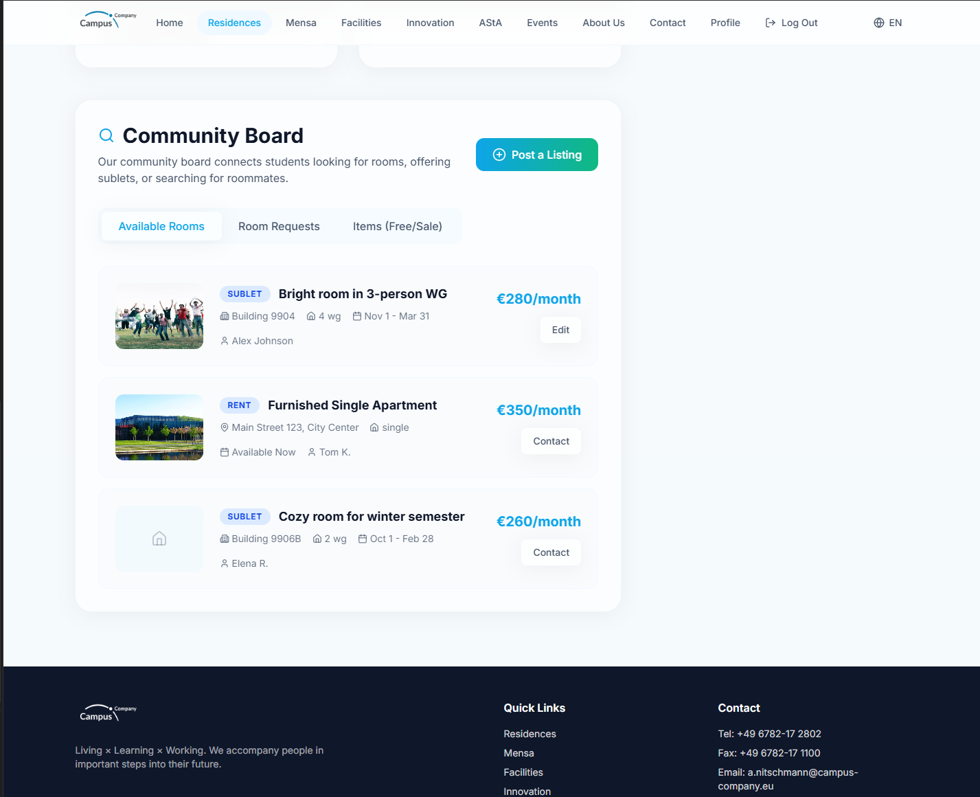 Campus Company community board