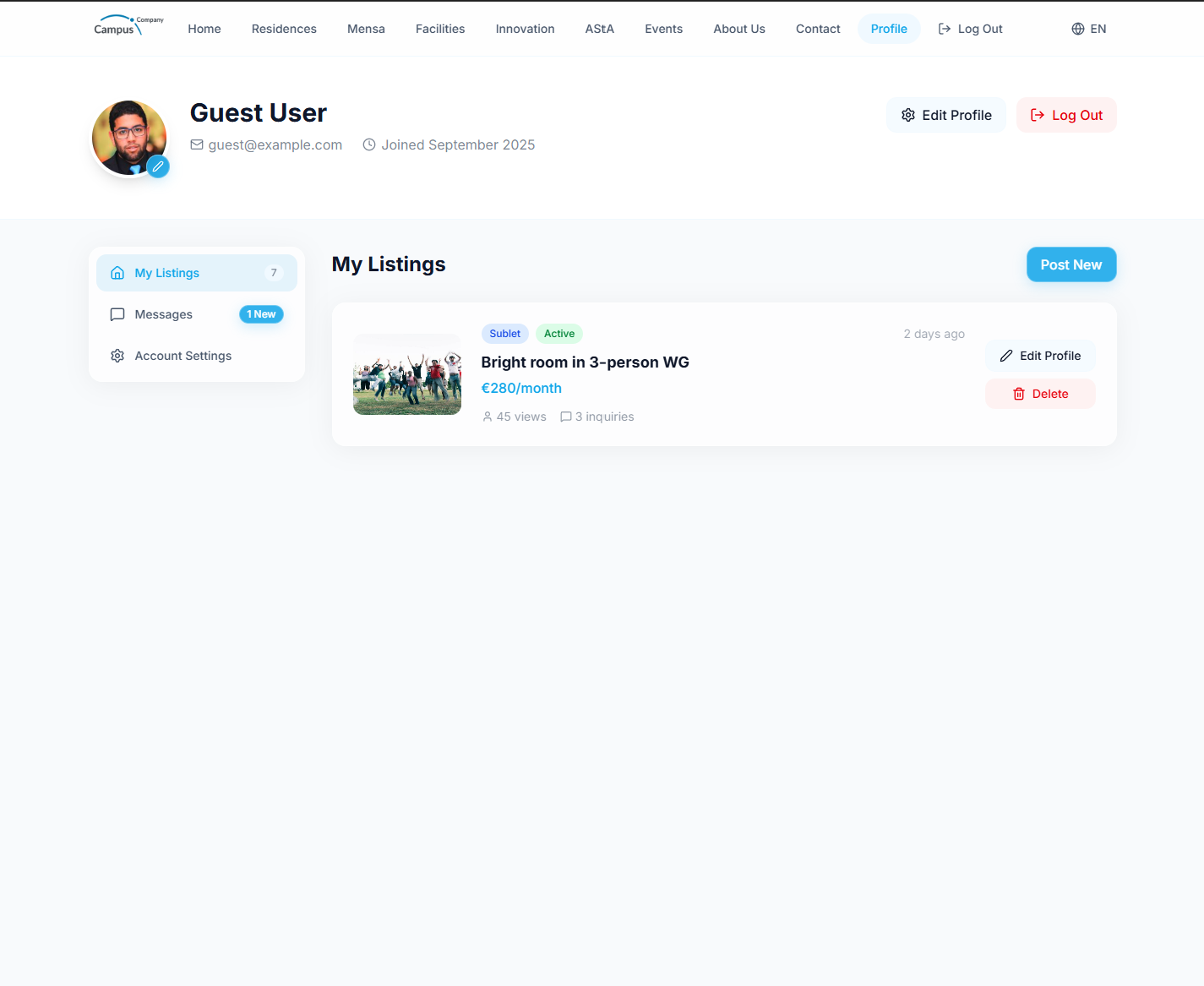 Campus Company listings page