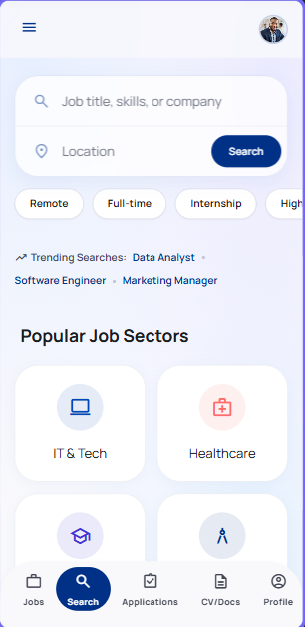 GhanaOne jobs and opportunities screen