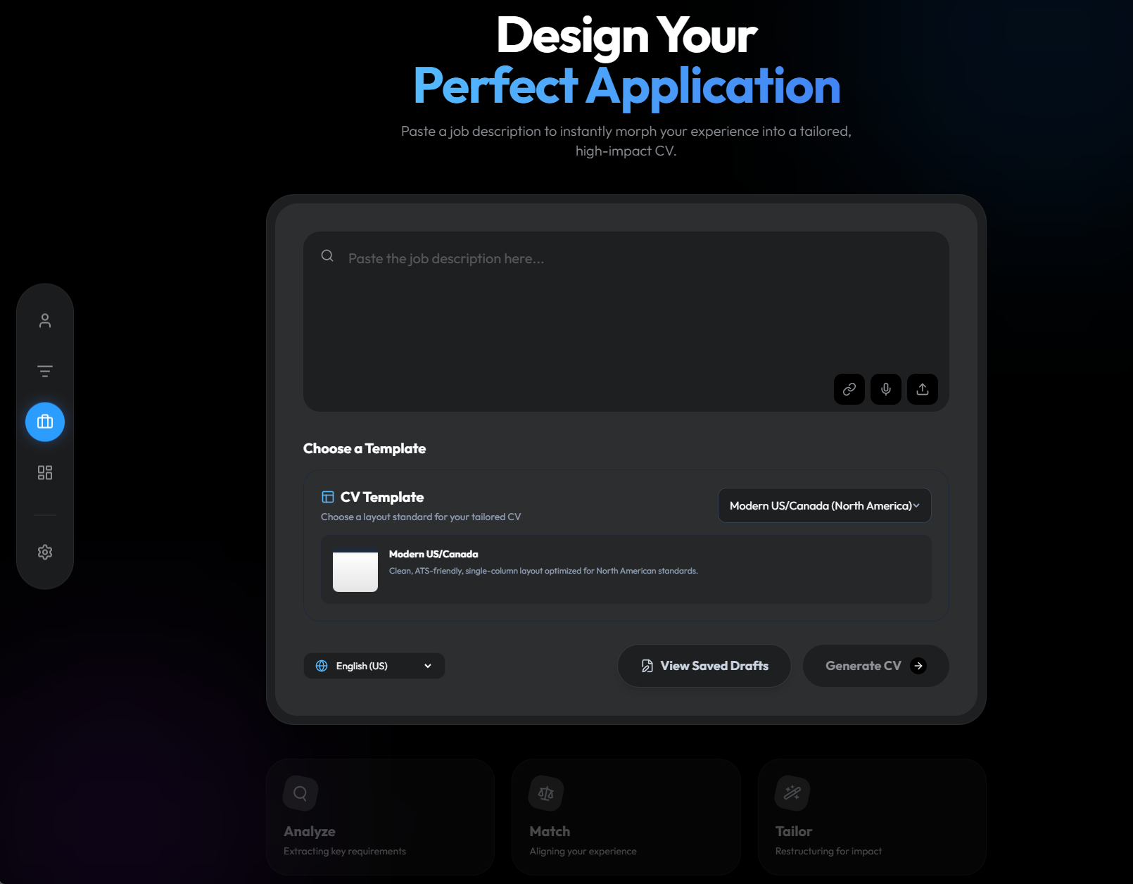 GroomCV CV editing workspace